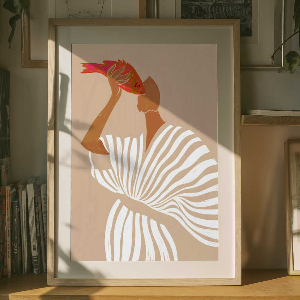 Woman Admires Fish Poster