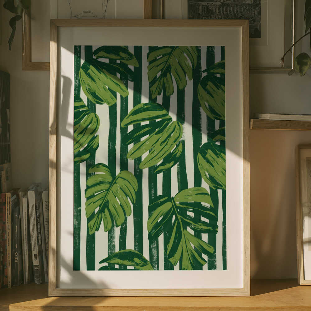 Monstera-blad ränder Poster