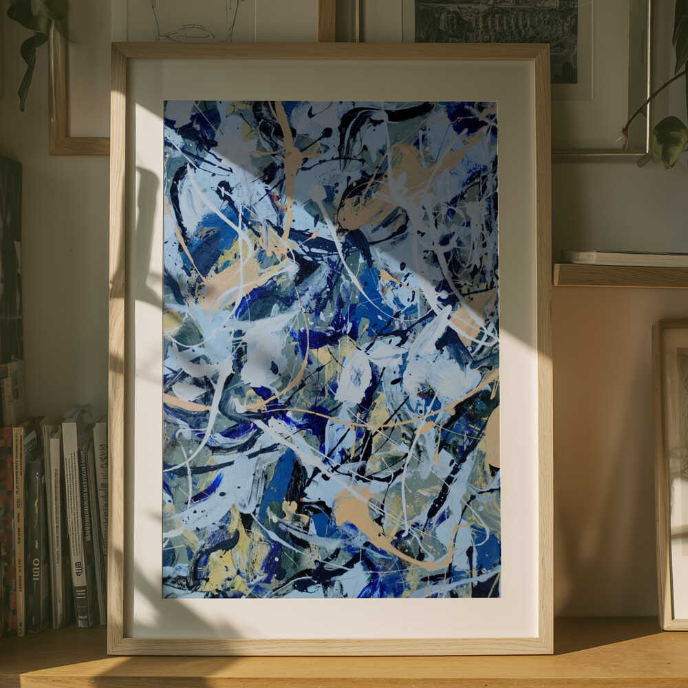 Dynamic Blue Paint Splatter Poster