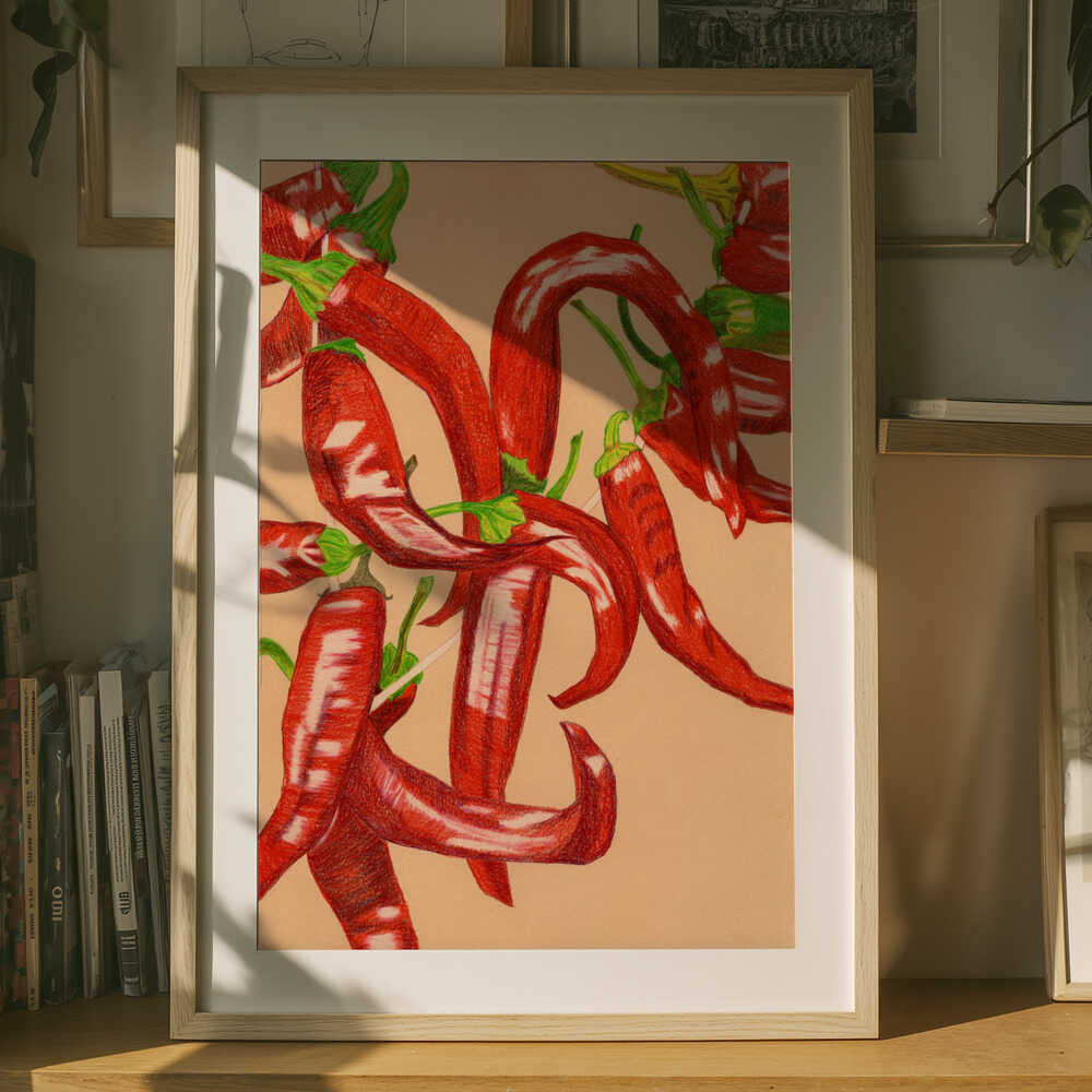 Starka röda paprikor Poster