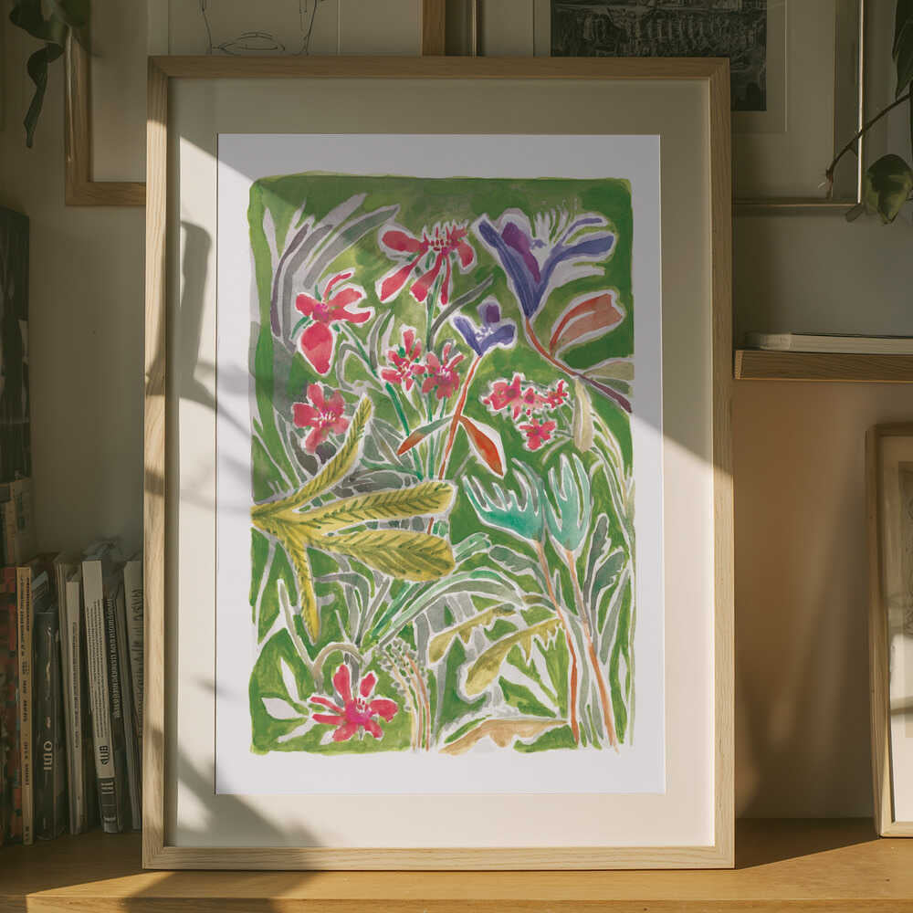 Poster eines farbenfrohen wilden Gartens