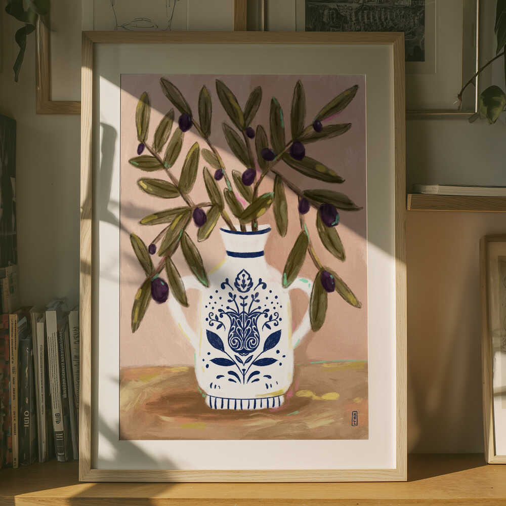 Olive Branches In a Pot Painting Poster