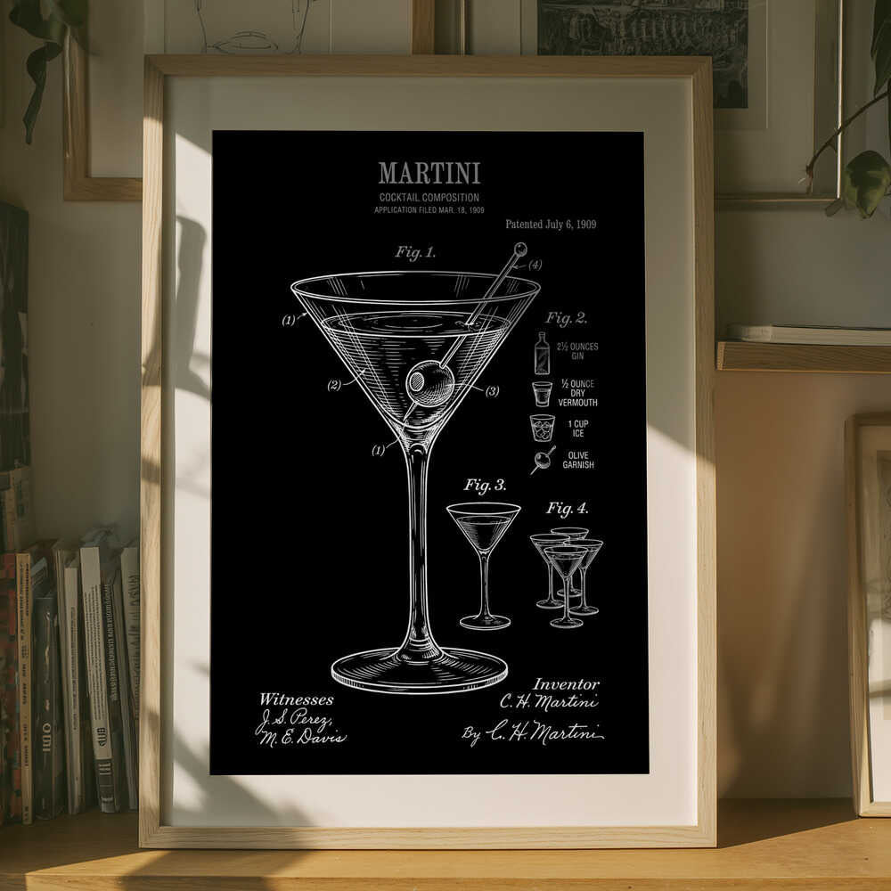 Classic Martini Patent Drawing Poster