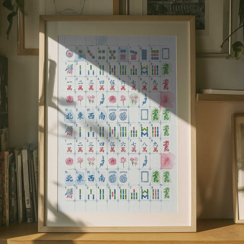 Watercolor Mahjong Tiles Poster
