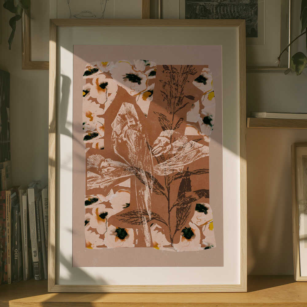 Jordnær blomsterkollageplakat