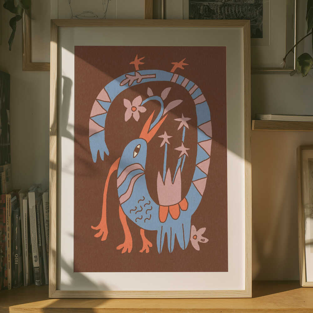 Verspielter Volkskunstvogel – Poster