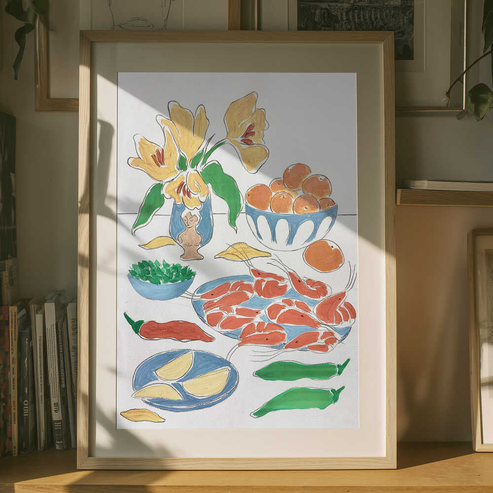 Fresh Flowers and Feast Poster