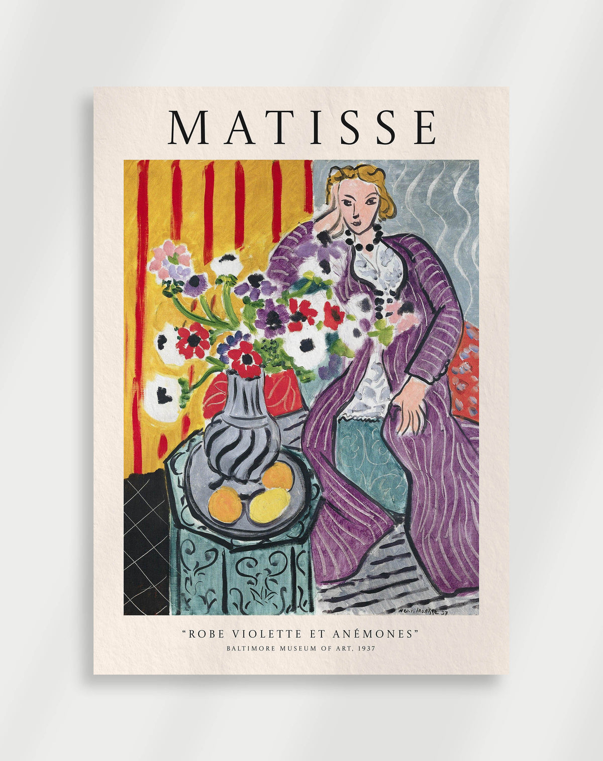 Figure with flowers in vivid colors and expressive shapes by Matisse