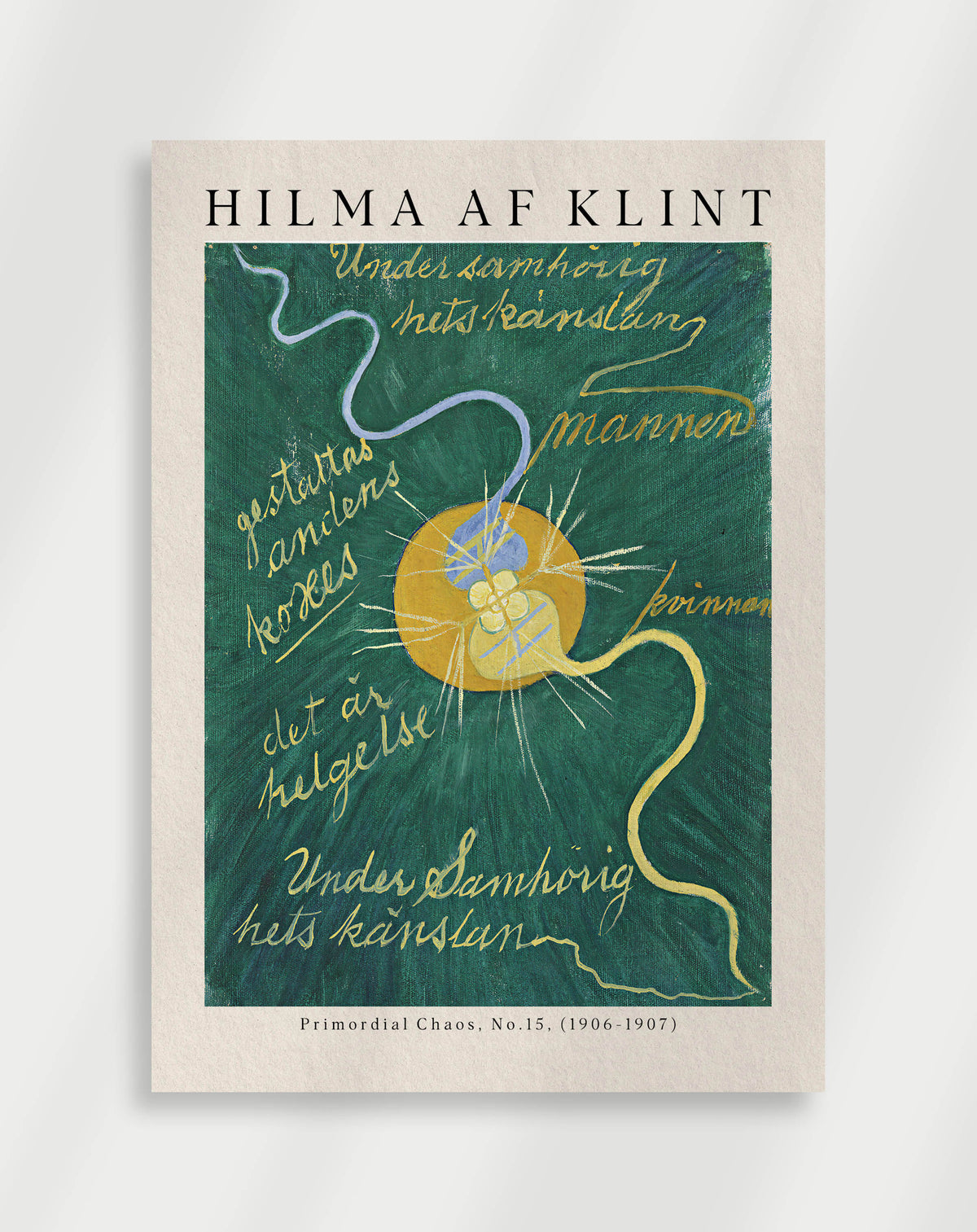 Abstract symbolic painting with layered shapes from Primordial Chaos No.15 by Hilma af Klint