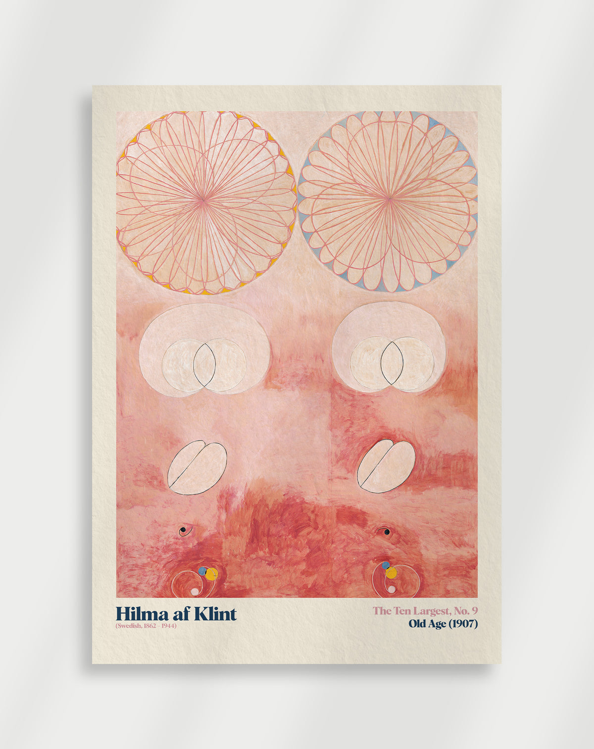 Vibrant abstract painting with layered shapes from The Ten Largest No.9 by Hilma af Klint