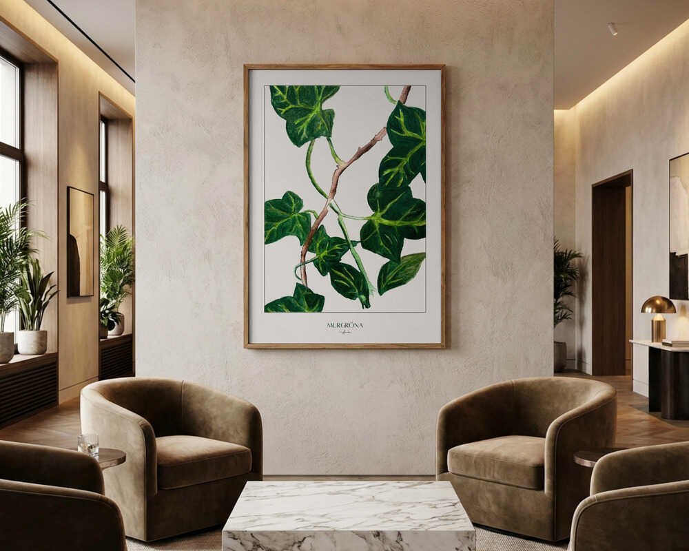 Botanisk med grön murgröna Poster
