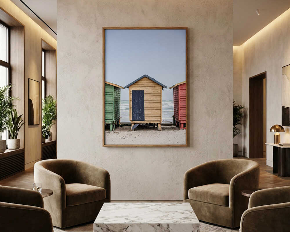 Färgglada strandhytter