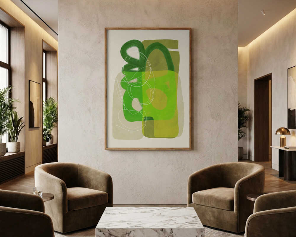 Målade linjer grönbrun 4 Kopie Poster