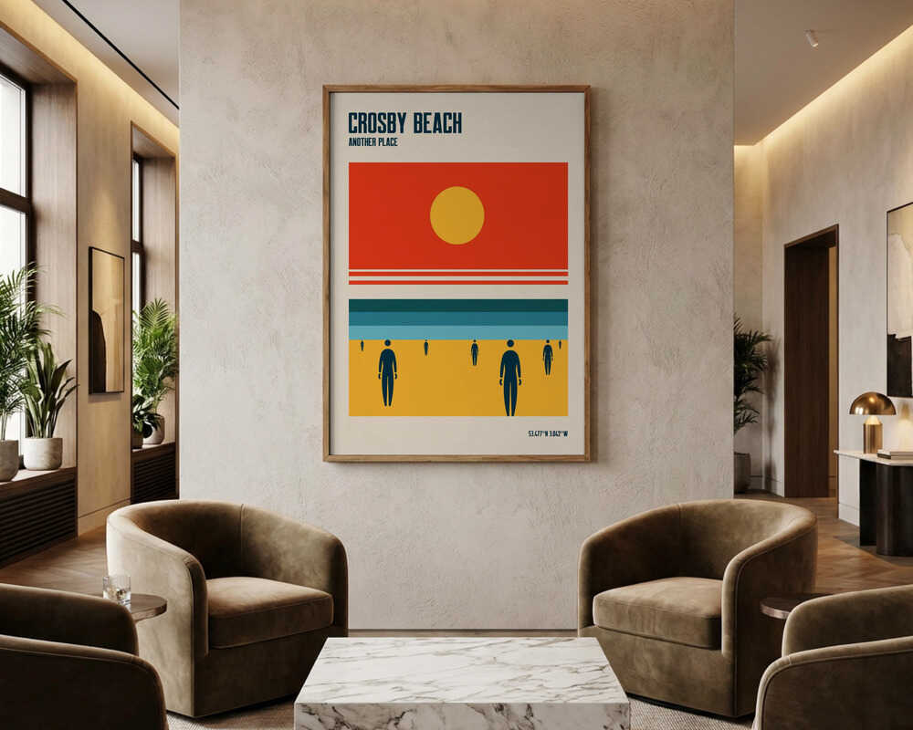 Crosby Beach Iron Men Liverpool Merseyside Poster