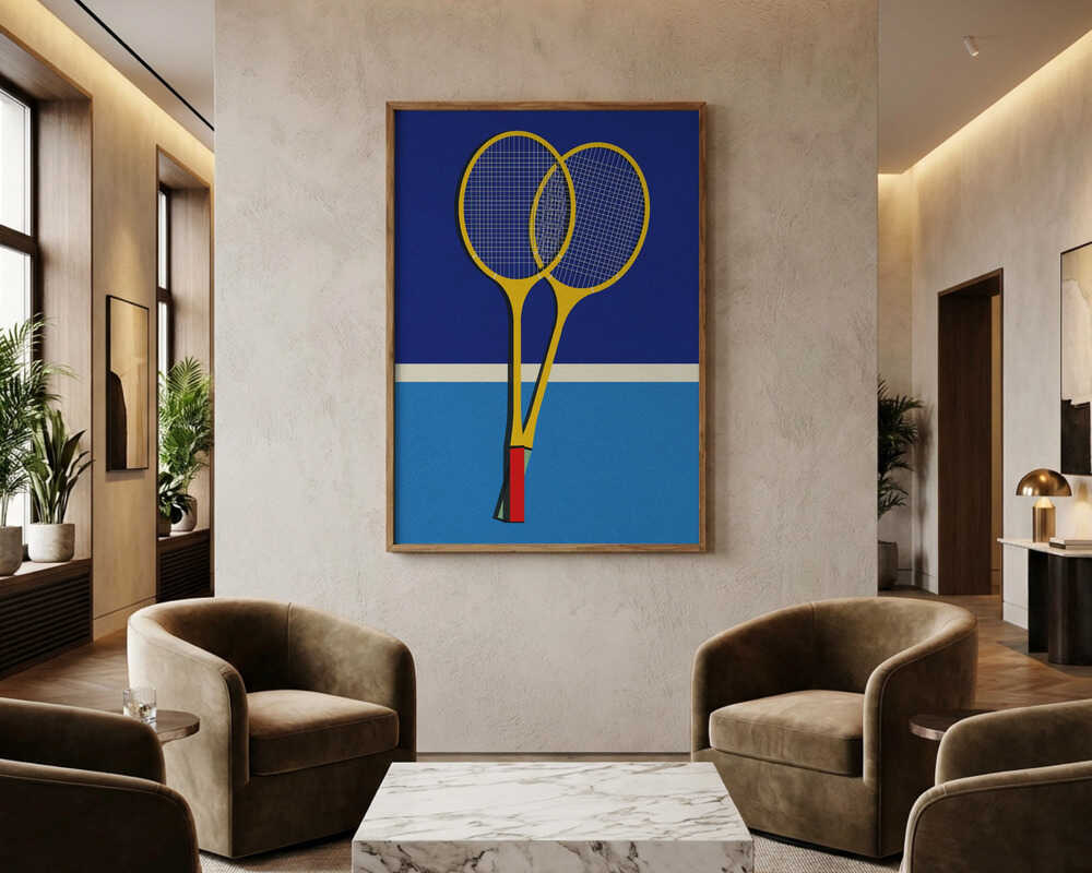 Badmintonracketar i trä Poster