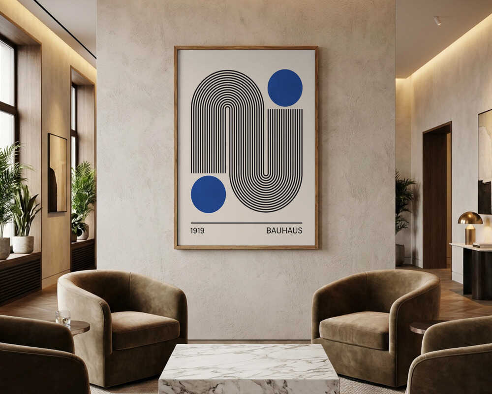 Modern Curves Blue Circles Poster