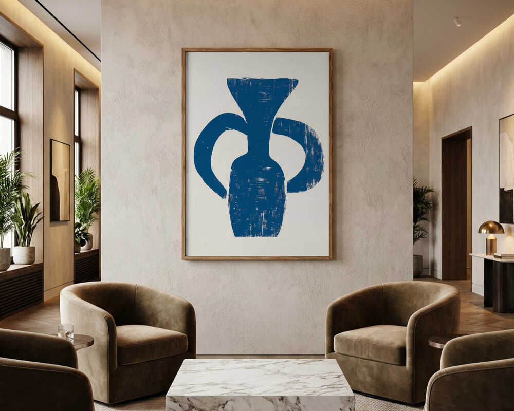 Blå tekstureret vase plakat