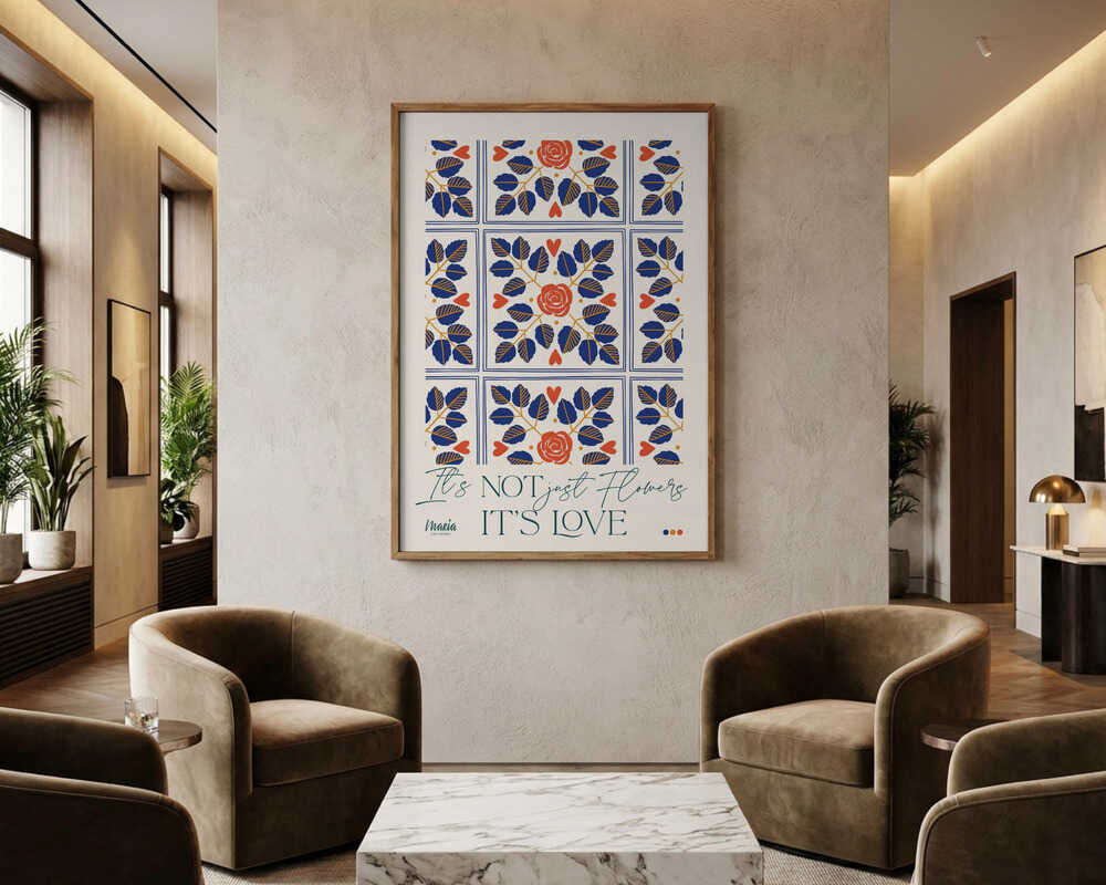 Love Flowers Botanical Pattern Poster