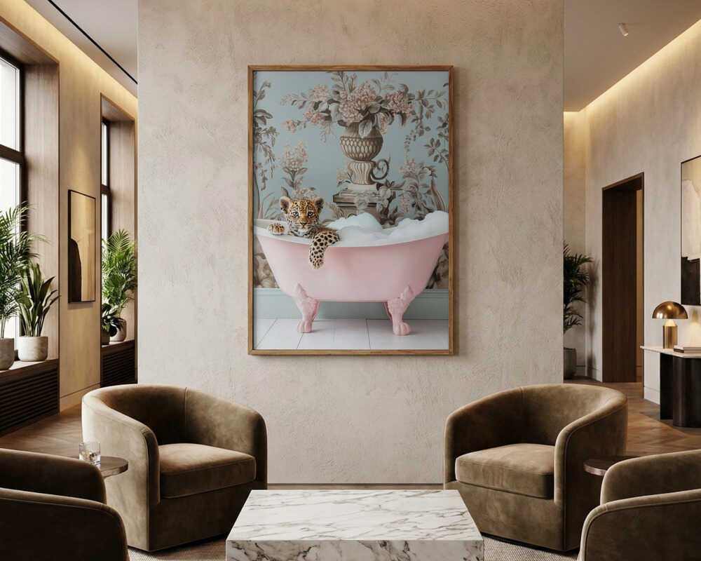 Baby Jaguar Bubble Bath Poster