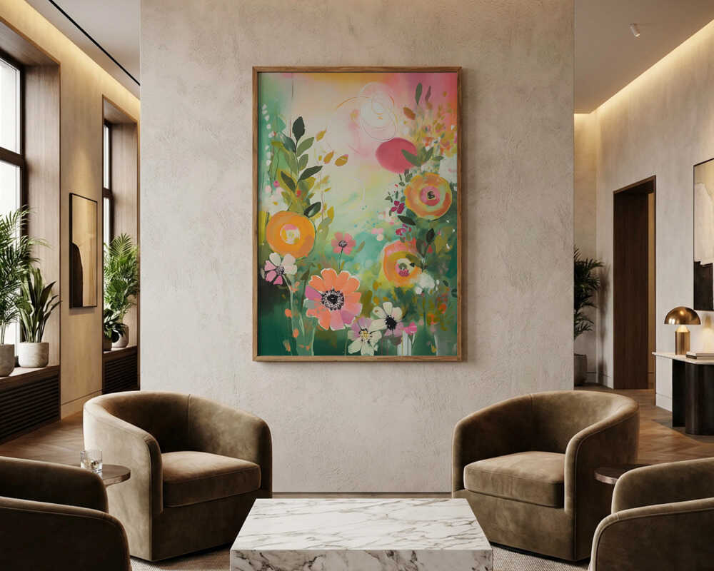 Livfull abstrakt blomster Poster