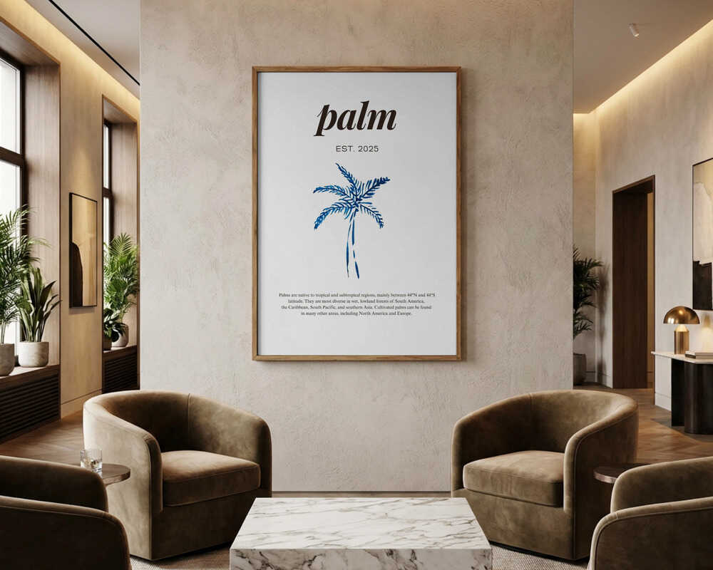 blå akvarell och palmtext Poster