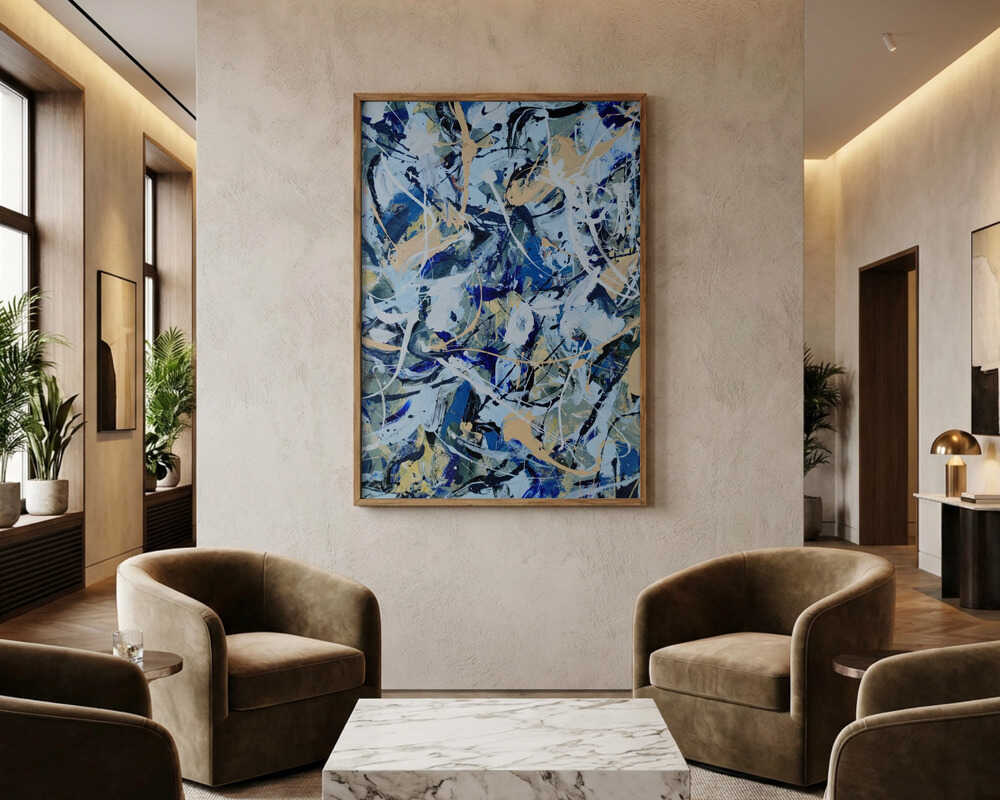 Dynamic Blue Paint Splatter Poster