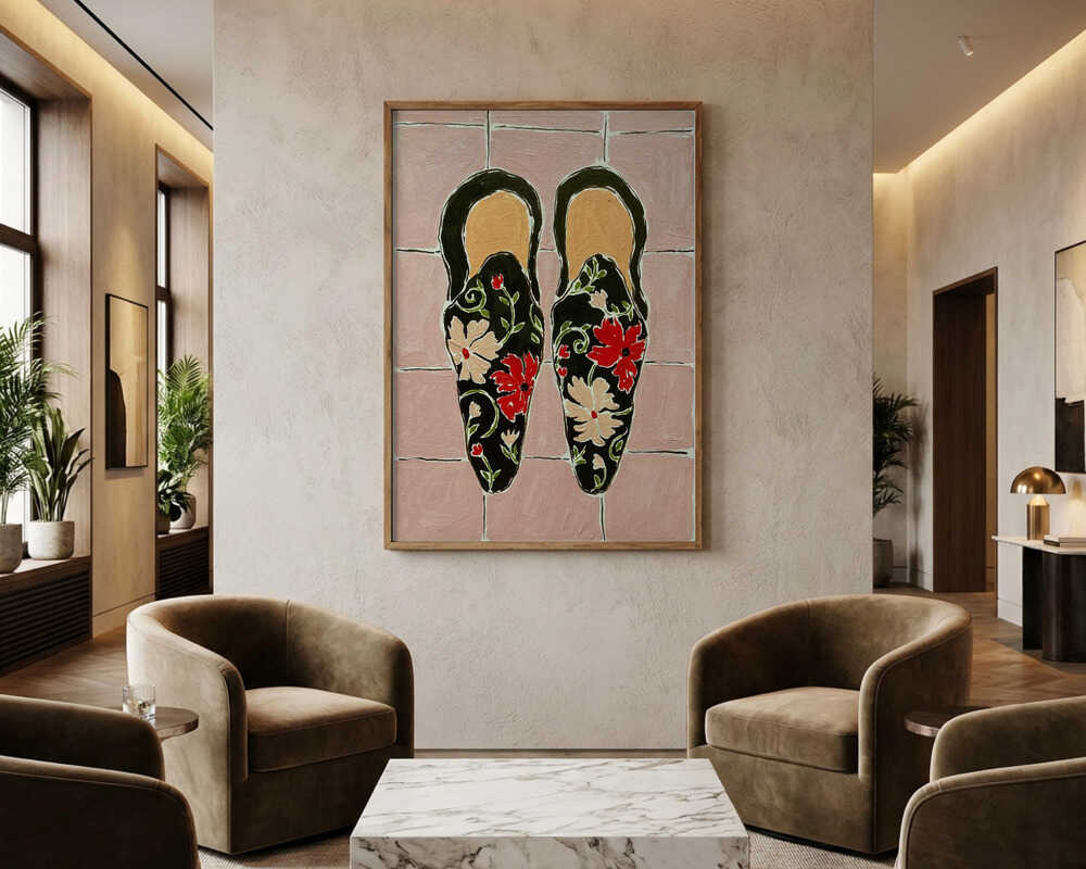 Plakat: Elegante Blomsterhjemmesko