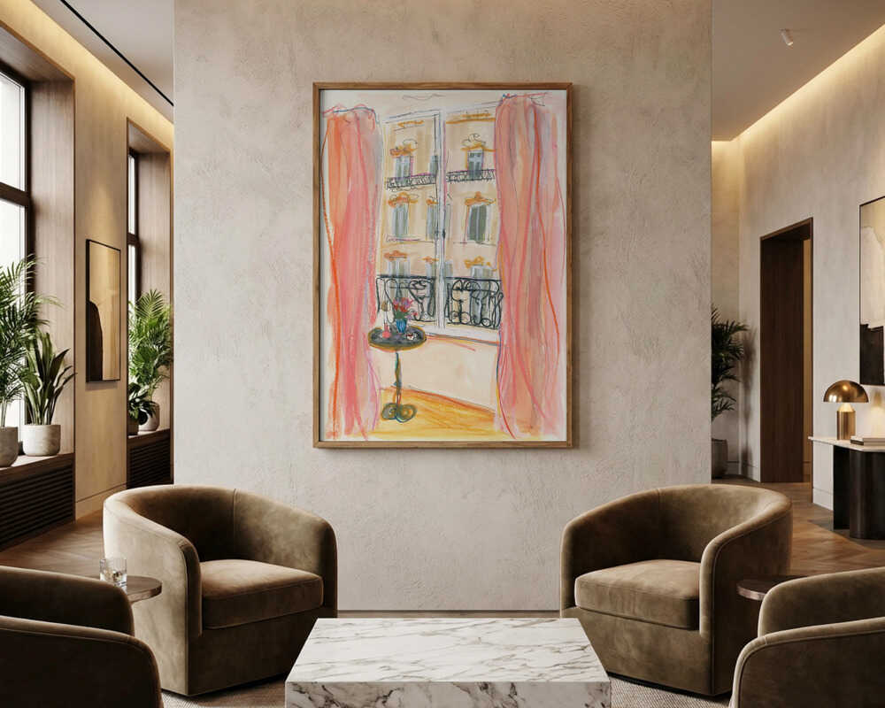 Paris Vinduesudsigt Illustrationsplakat