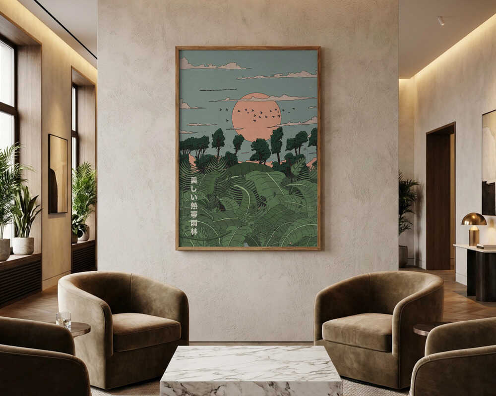 Japansk tropisk solnedgångs Poster