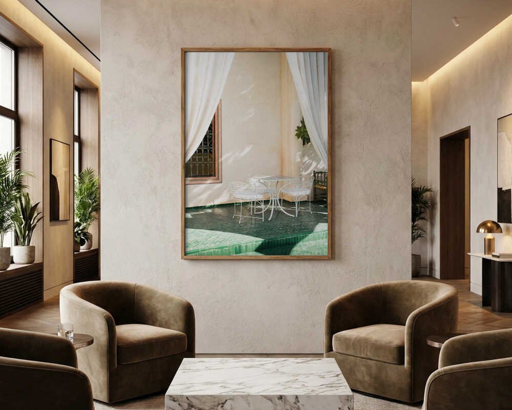 Solig marockansk innergård Poster