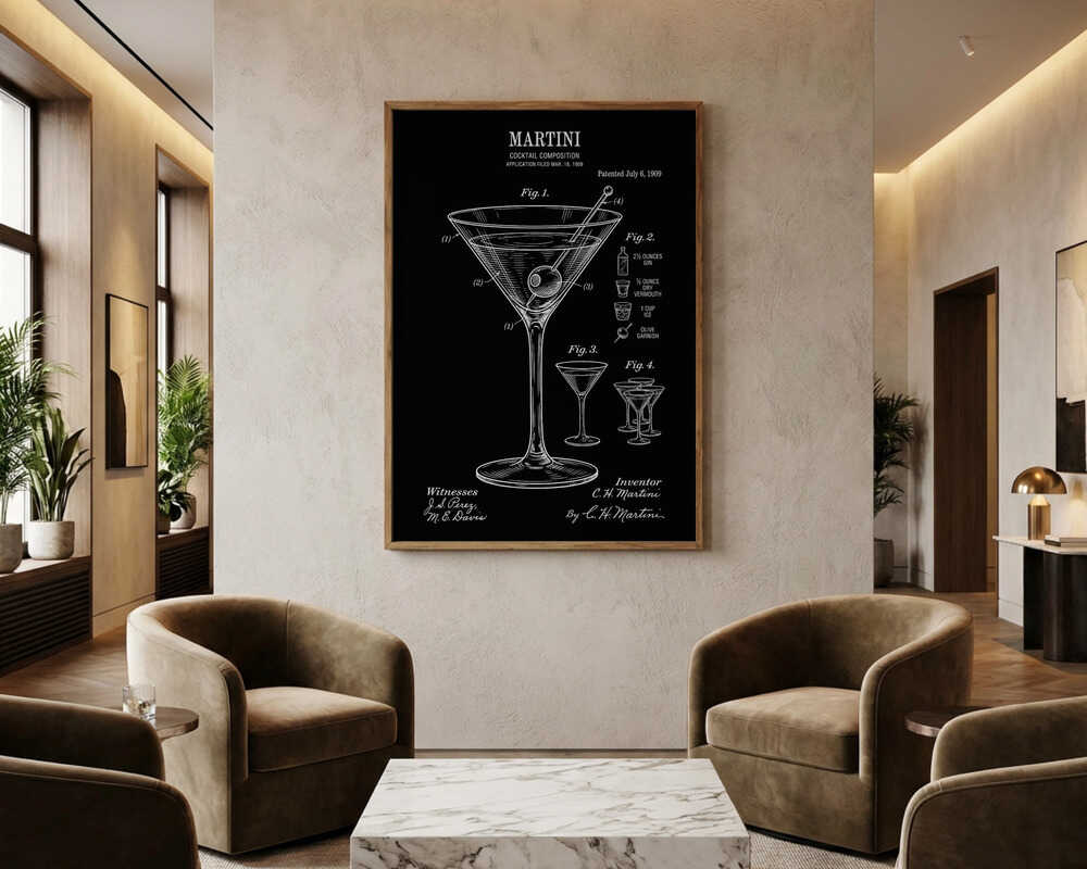 Classic Martini Patent Drawing Poster