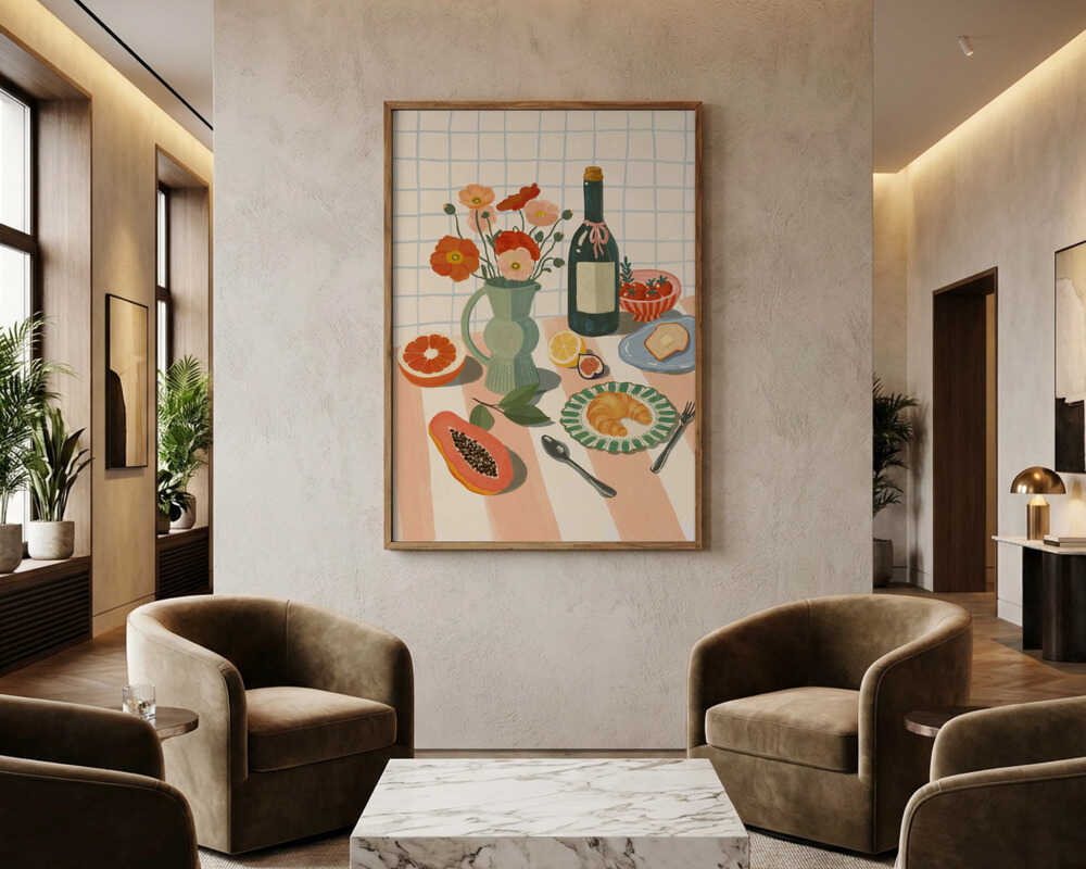 Färgglad frukost: Stilleben Poster