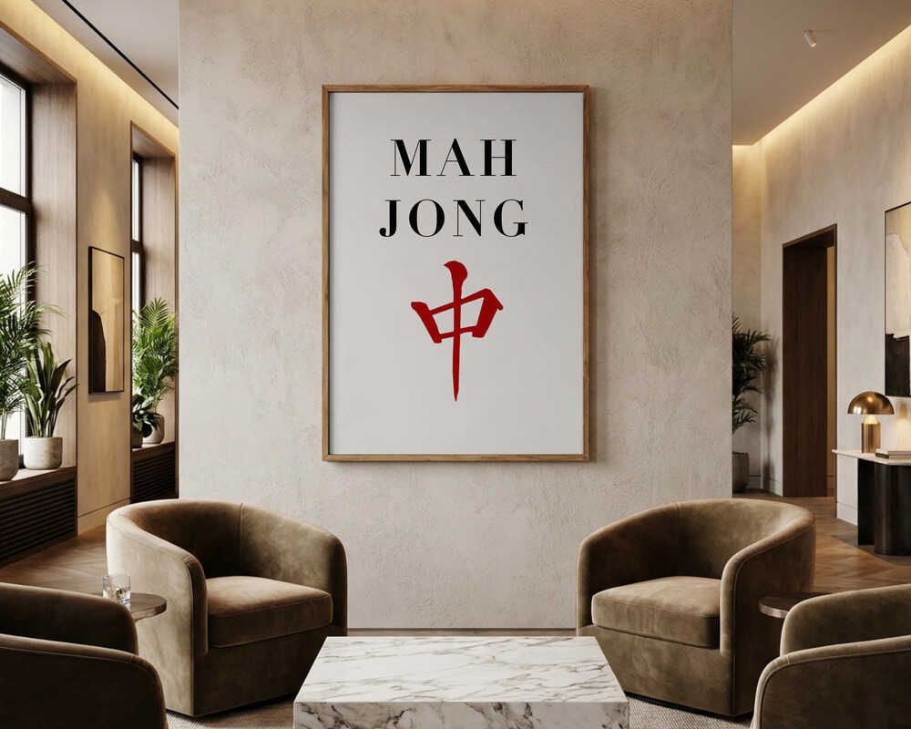 Mahjong Red Dragon Tile Poster
