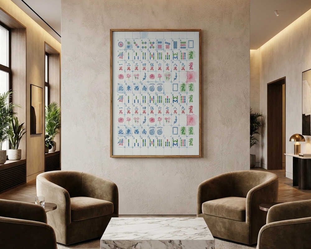 Watercolor Mahjong Tiles Poster
