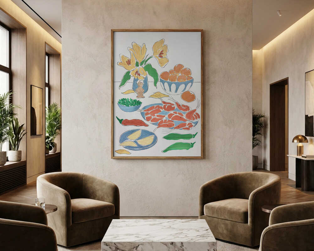 Fresh Flowers and Feast Poster