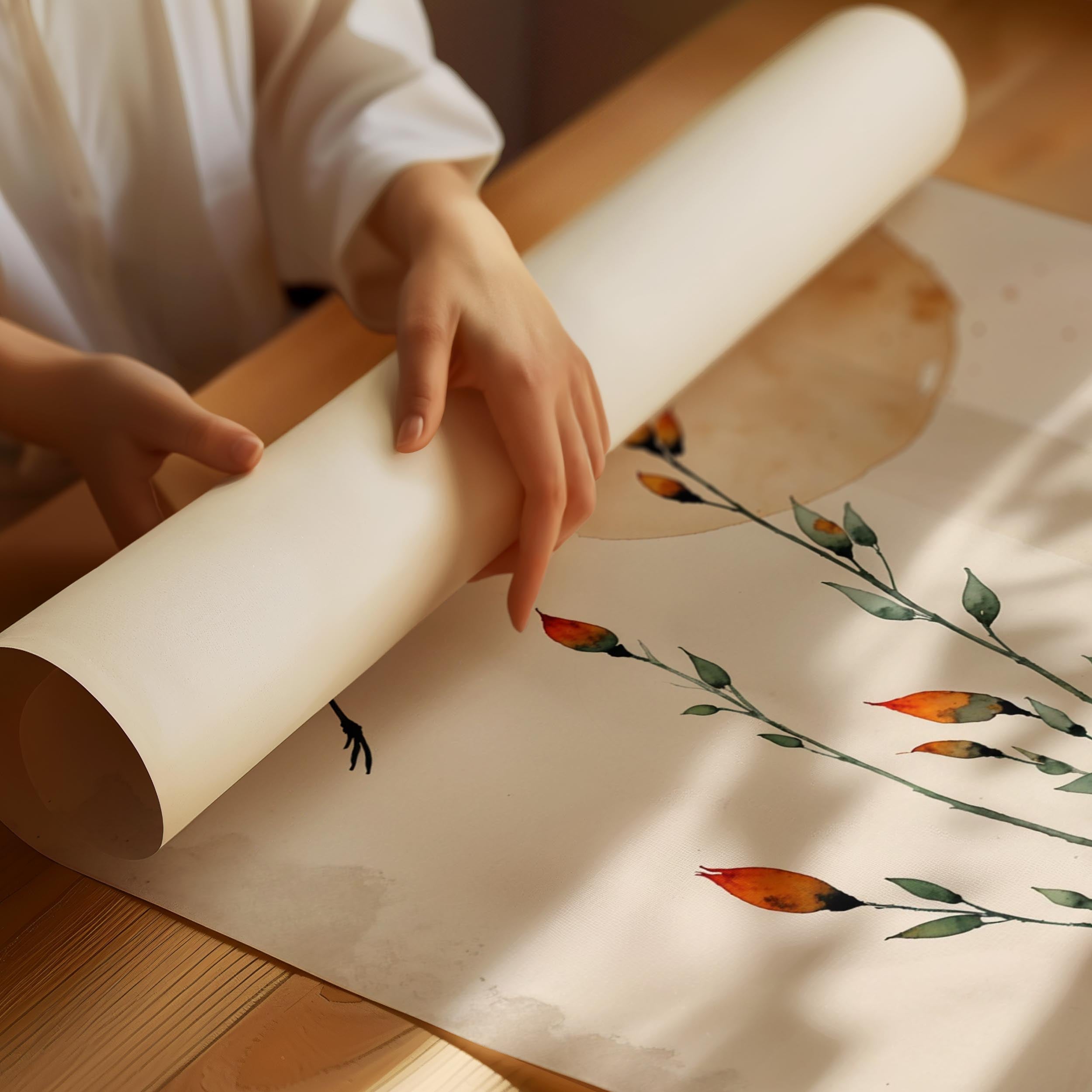 Japandi wabi sabi poster with organic shapes and soft abstract composition