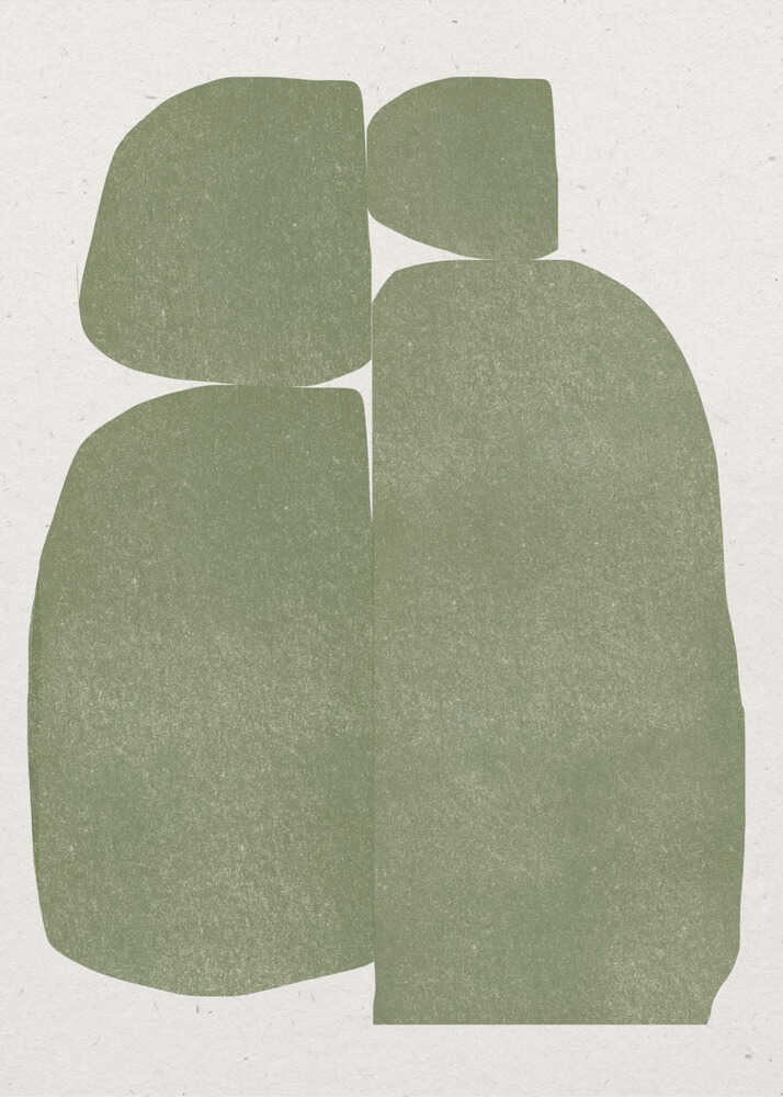 Minimalist green abstract shapes poster with a minimalist abstract composition of overlapping sage green organic shapes