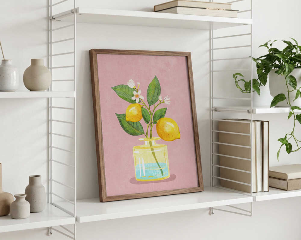 Citronbukett i vas poster