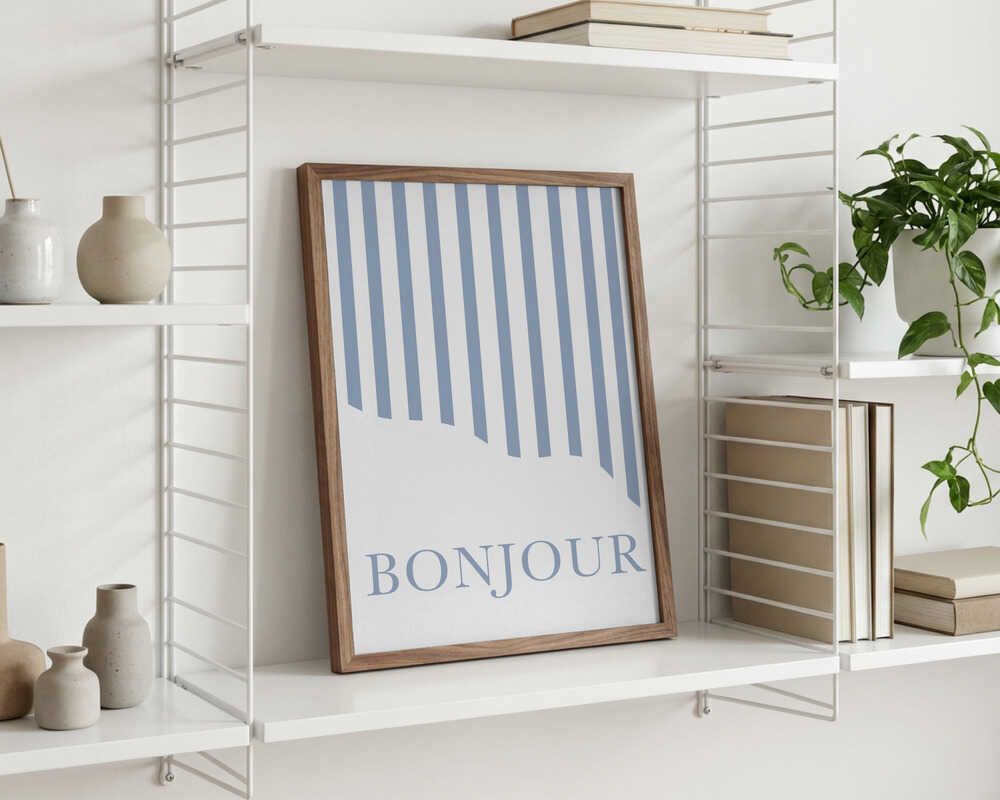 Bonjour Stripes-poster