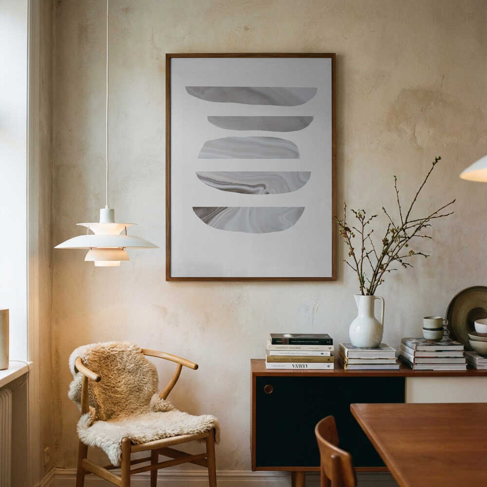 Minimalistiska marmormönster i neutrala färger Poster