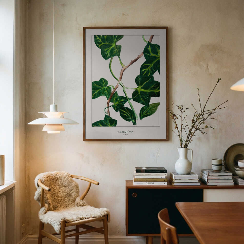 Botanisk med grön murgröna Poster