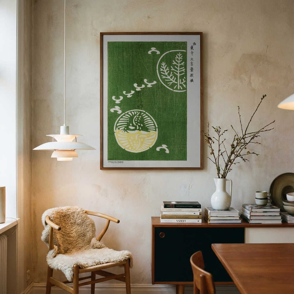 Träblockstryck Grön poster