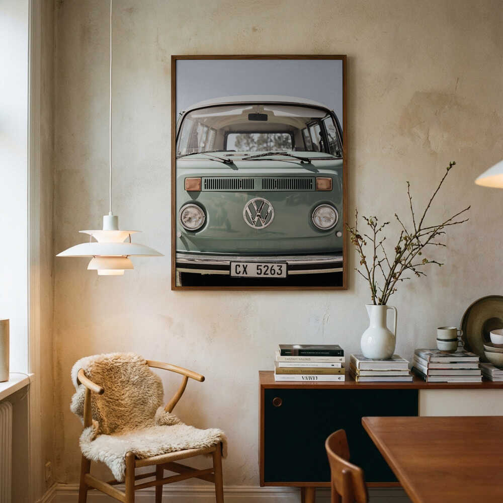 Klassisk design i mjuka gröna toner på bilar