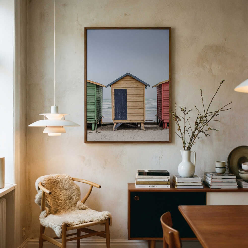 Färgglada strandhytter