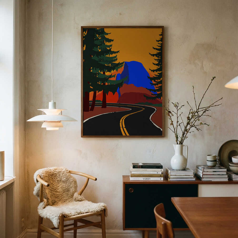 Clacier Road med Half Dome Poster