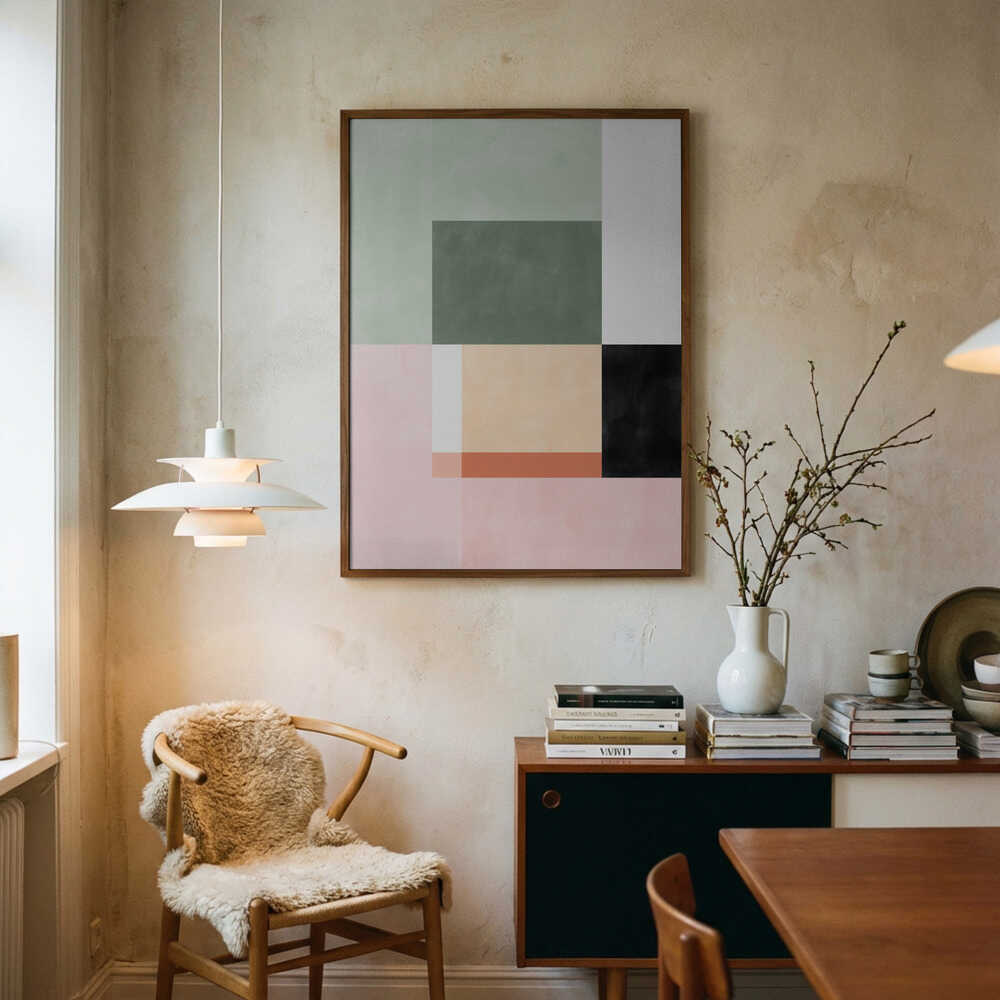 Abstrakt komposition med geometriska former Poster
