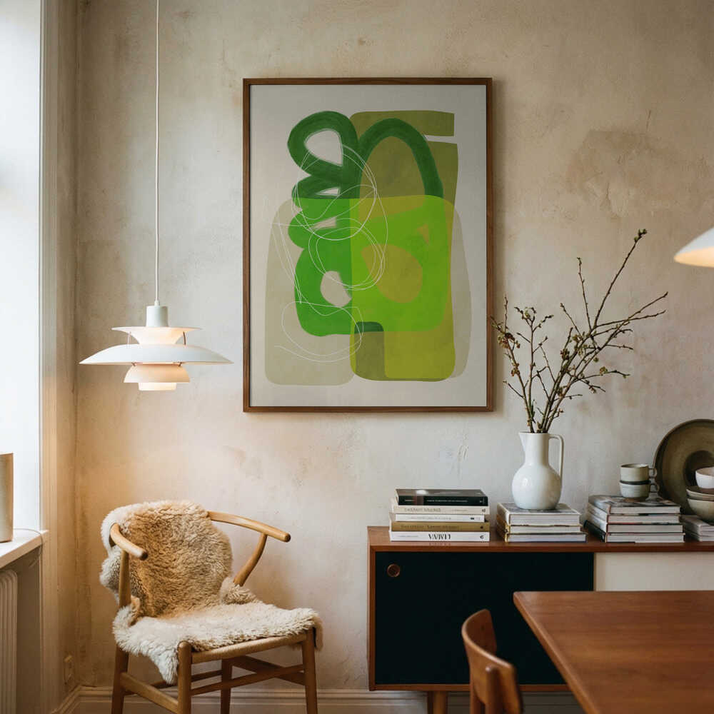 Målade linjer grönbrun 4 Kopie Poster