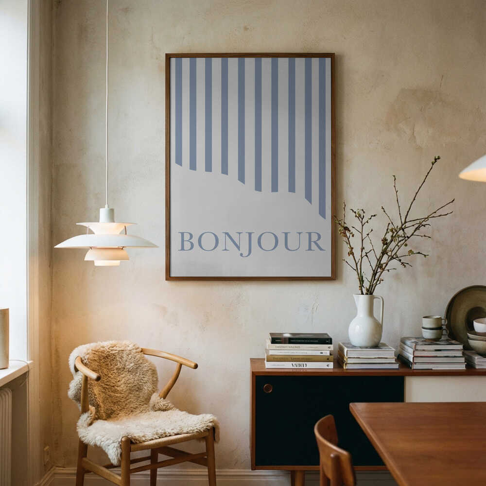 Bonjour Stripes-poster
