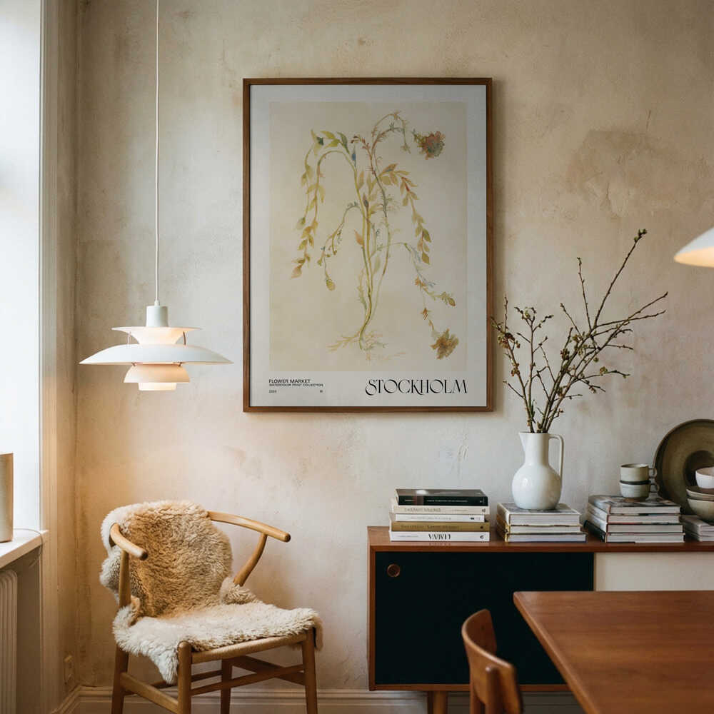 Akvarelltrycksamling. Blomstermarknad Stockholm Poster