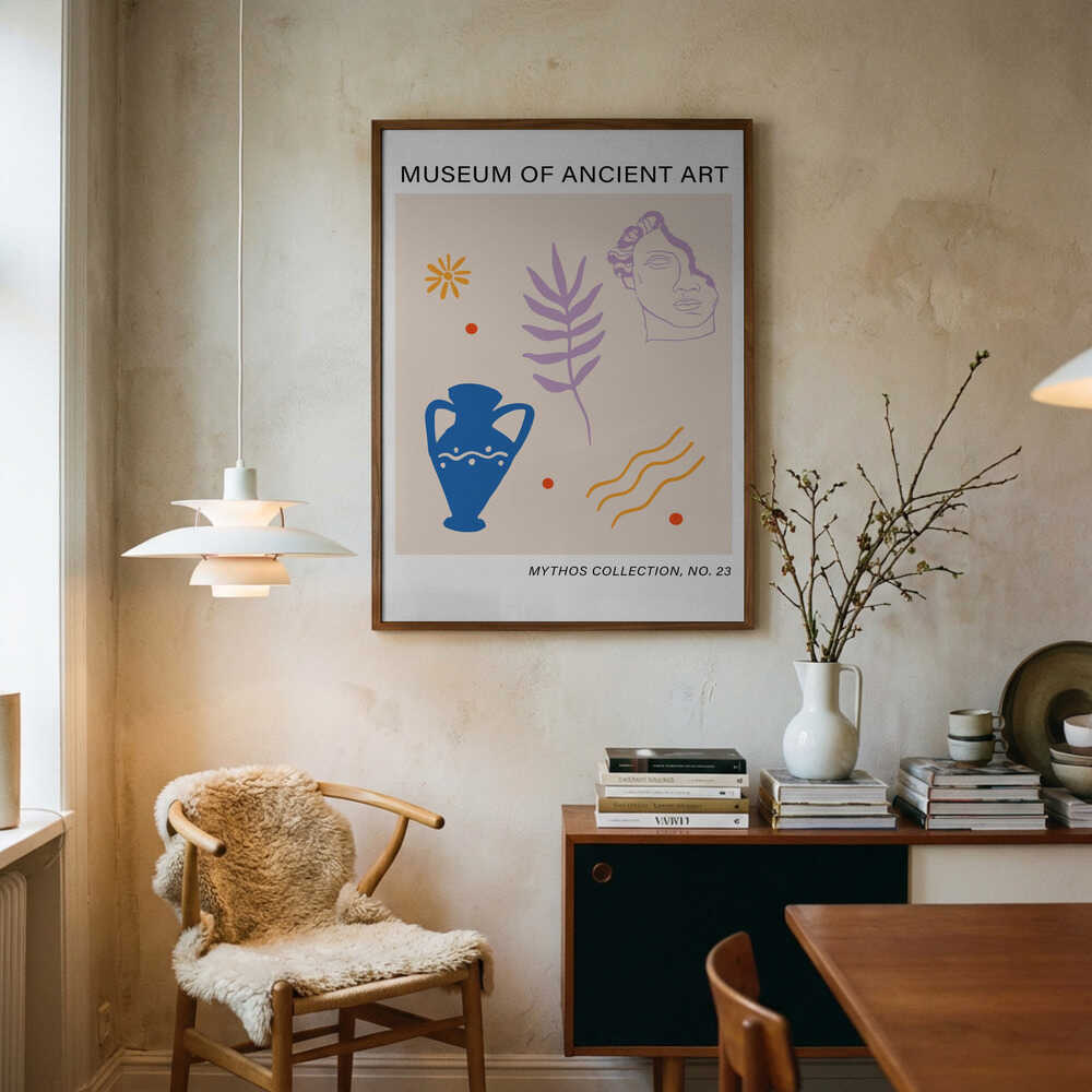 Abstrakt kunstplakat med oldgamle myter
